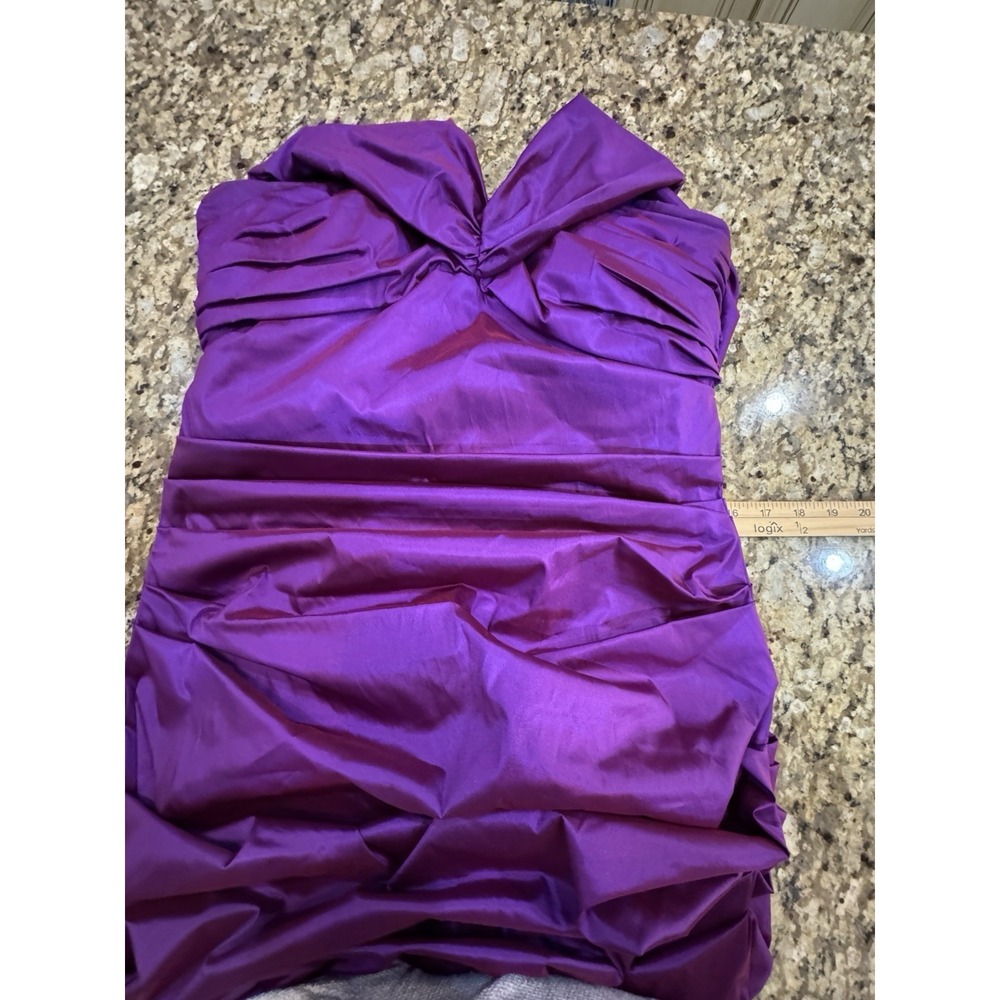 Theia Couture 880828 Orchid Taffeta Ruched Off‎ Shoulder Stretch Gown Size 10 - Picture 9 of 15